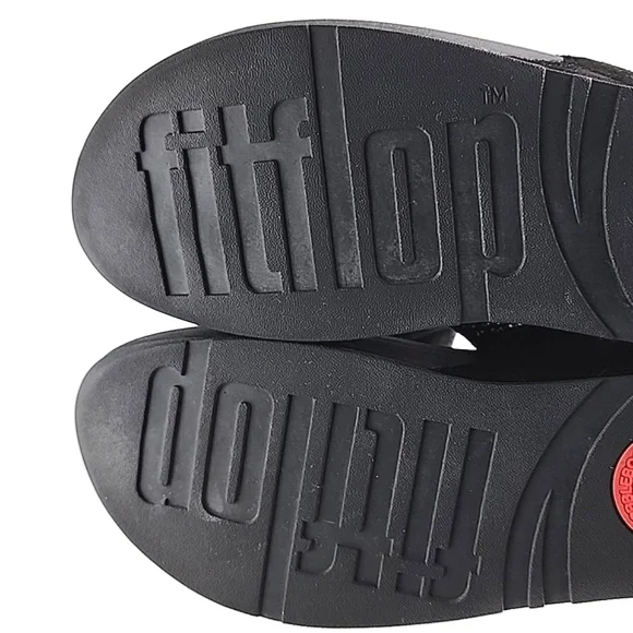 Fitflop Women's Lulu Black Popstud Toe-Post Shiny Metal Studs Sandals Size 7 - Picture 12 of 16